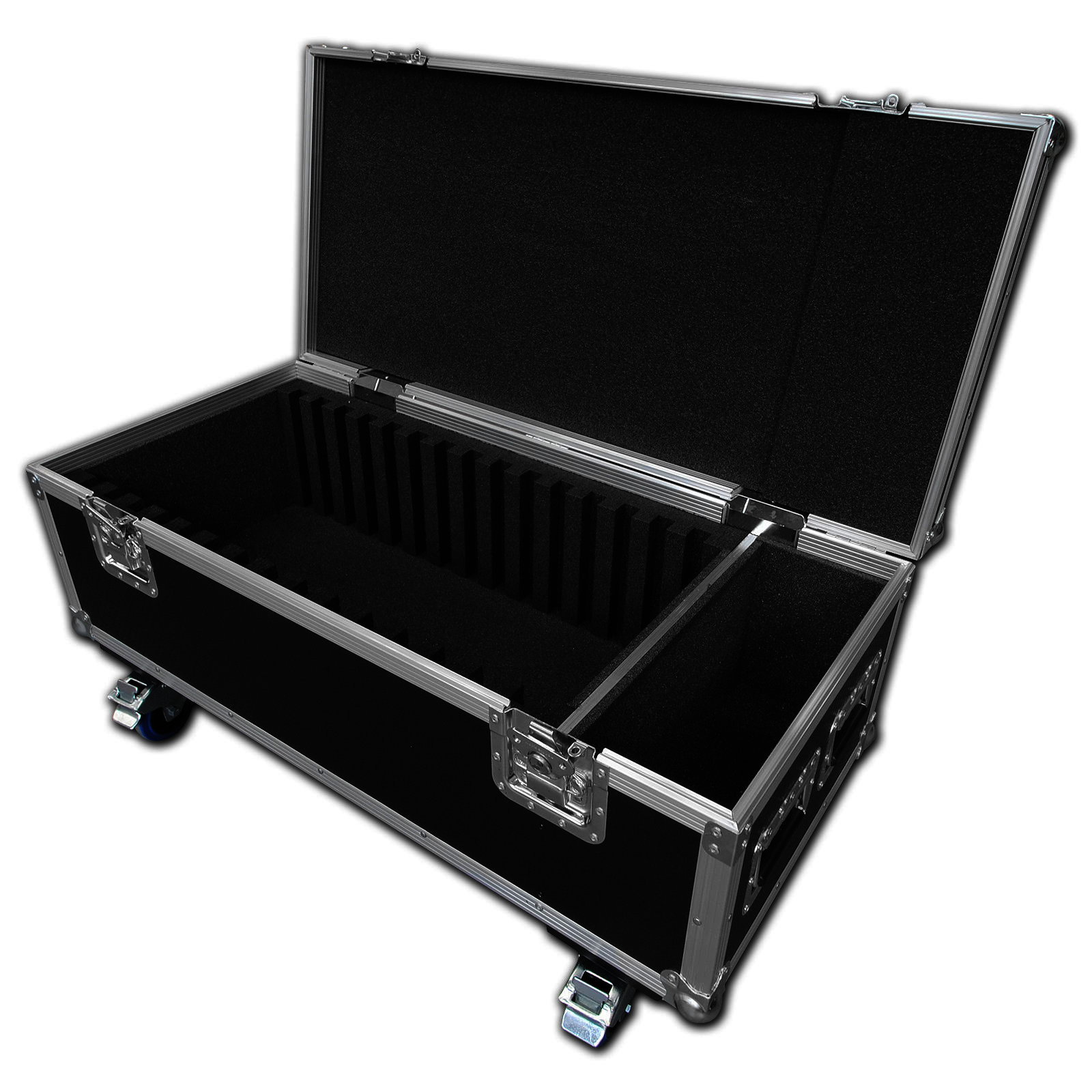 15 Way Custom Laptop Flight Case With 4 Castors